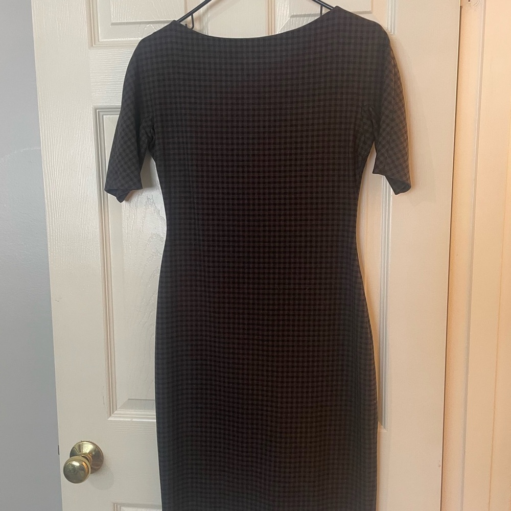 Zara Black Sheath Midi Dress Crew Neck